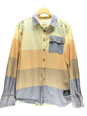 Decibel Button Up Shirt Colorblock Stripe Pocket Multicolor